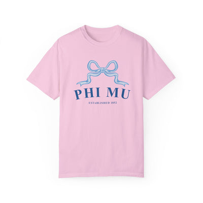 Phi Mu Ribbon Sorority T-Shirt | Phi Mu Trendy Shirt Big Little Recruitment Gift