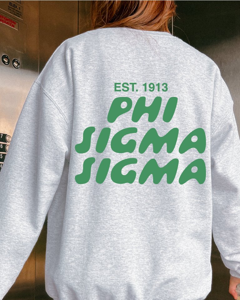 Phi Sigma Sigma Bubble Font Sorority Crewneck Sweatshirt | Phi Sig Trendy Sweatshirt | Big Little Gift | Recruitment Gift