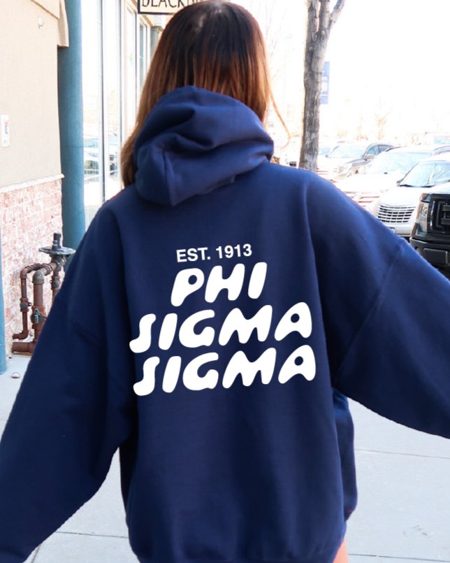 Phi Sigma Sigma Bubble Font Sorority Hoodie | Phi Sig Trendy Sweatshirt | Big Little Gift | Recruitment Gift