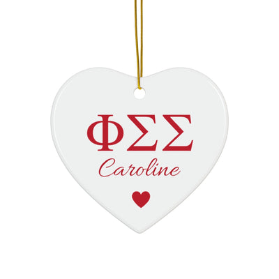 Phi Sigma Sigma Customizable Trendy Red Letter Ornament Gift | Phi Sig Holiday Christmas Gift | Sorority Ornament | Your Name