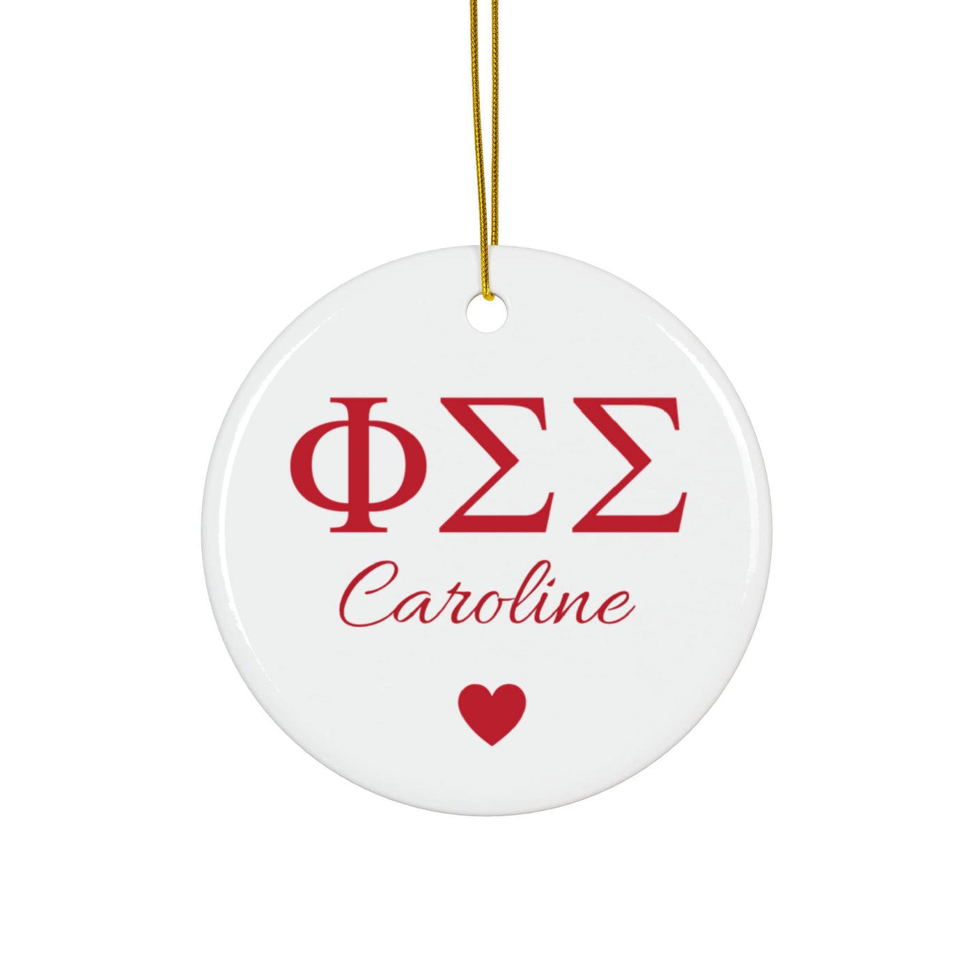 Phi Sigma Sigma Customizable Trendy Red Letter Ornament Gift | Phi Sig Holiday Christmas Gift | Sorority Ornament | Your Name