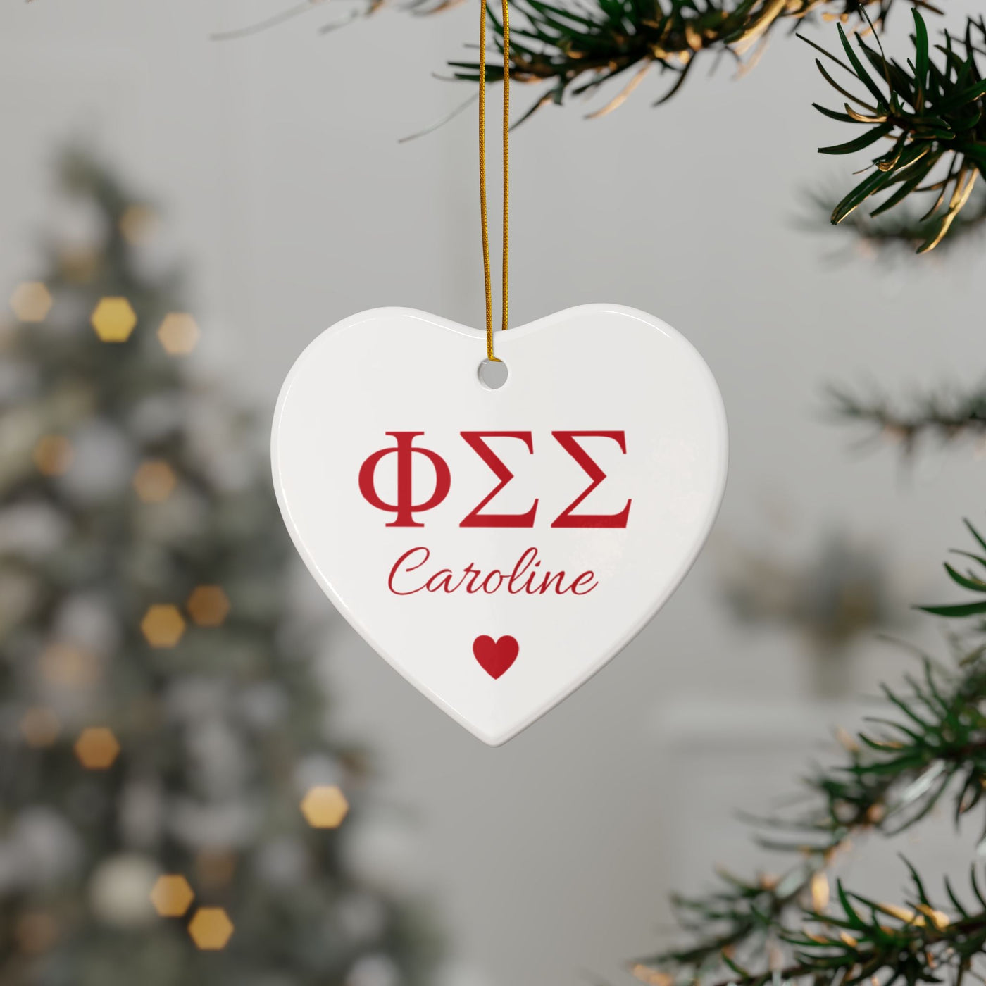 Phi Sigma Sigma Customizable Trendy Red Letter Ornament Gift | Phi Sig Holiday Christmas Gift | Sorority Ornament | Your Name