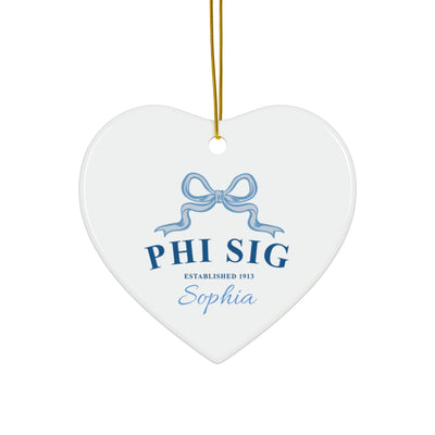 Phi Sigma Sigma Customizable Trendy Ribbon Ornament Gift | Phi Sig Holiday Christmas Gift | Sorority Ornament | Your Name