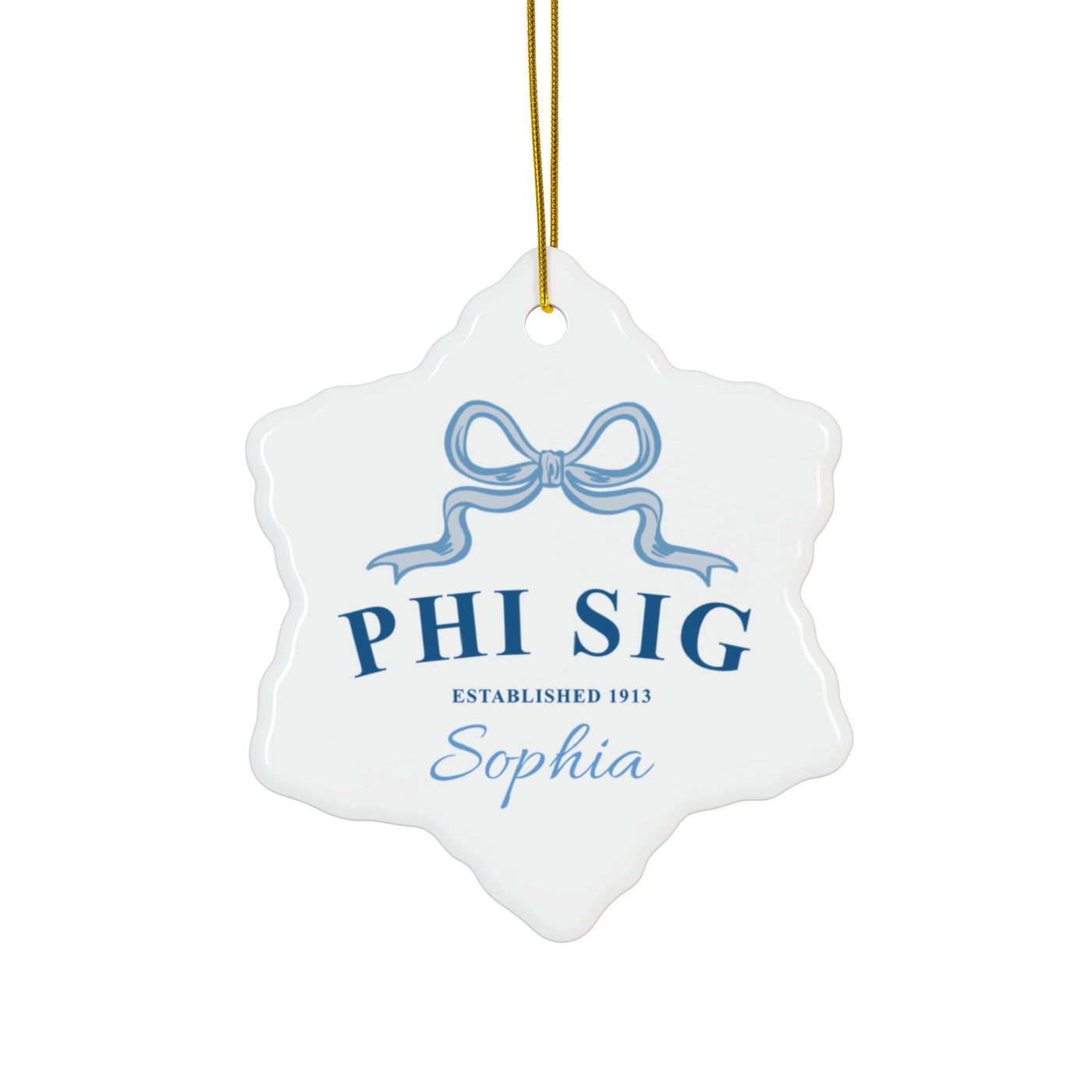 Phi Sigma Sigma Customizable Trendy Ribbon Ornament Gift | Phi Sig Holiday Christmas Gift | Sorority Ornament | Your Name