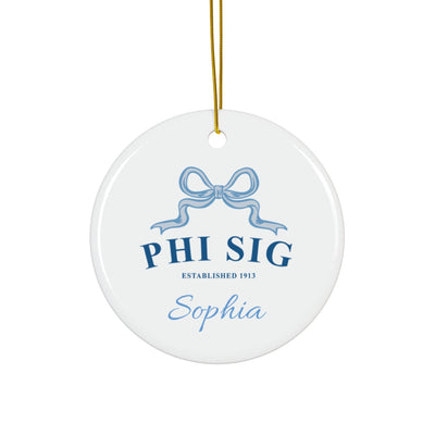 Phi Sigma Sigma Customizable Trendy Ribbon Ornament Gift | Phi Sig Holiday Christmas Gift | Sorority Ornament | Your Name