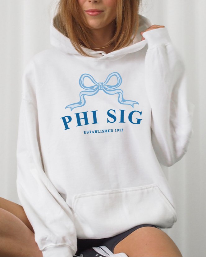 Phi Sigma Sigma Ribbon Sorority Hoodie | Phi Sig Trendy Sweatshirt Big Little Recruitment Gift