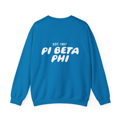 Pi Beta Phi Bubble Font Sorority Crewneck Sweatshirt | Pi Phi Trendy Sweatshirt | Big Little Gift | Recruitment Gift