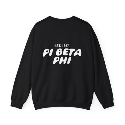 Pi Beta Phi Bubble Font Sorority Crewneck Sweatshirt | Pi Phi Trendy Sweatshirt | Big Little Gift | Recruitment Gift