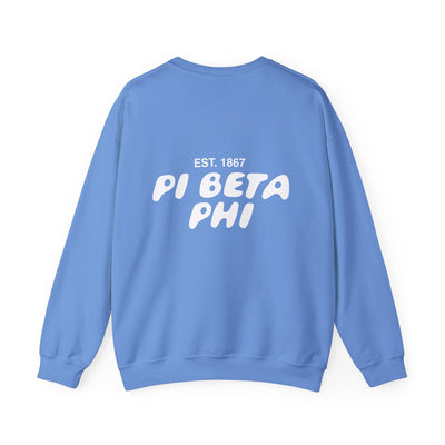 Pi Beta Phi Bubble Font Sorority Crewneck Sweatshirt | Pi Phi Trendy Sweatshirt | Big Little Gift | Recruitment Gift