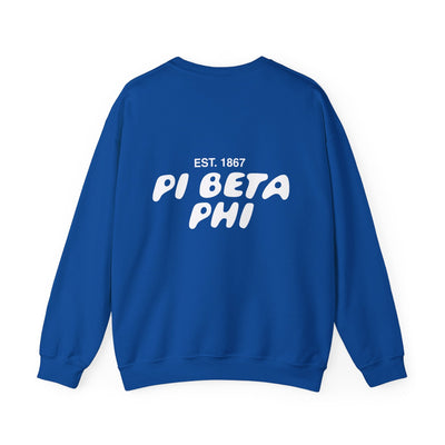 Pi Beta Phi Bubble Font Sorority Crewneck Sweatshirt | Pi Phi Trendy Sweatshirt | Big Little Gift | Recruitment Gift