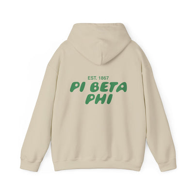 Pi Beta Phi Bubble Font Sorority Hoodie | Pi Phi Trendy Sweatshirt | Big Little Gift | Recruitment Gift