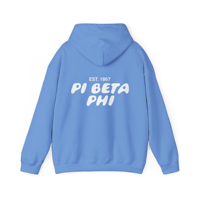 Pi Beta Phi Bubble Font Sorority Hoodie | Pi Phi Trendy Sweatshirt | Big Little Gift | Recruitment Gift