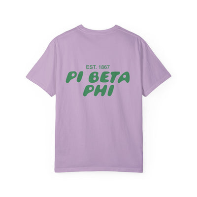 Pi Beta Phi Bubble Letter T-Shirt | Pi Phi Trendy College Greek Custom Oversized Shirt | Big Little Sorority T Shirt Gift