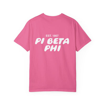 Pi Beta Phi Bubble Letter T-Shirt | Pi Phi Trendy College Greek Custom Oversized Shirt | Big Little Sorority T Shirt Gift