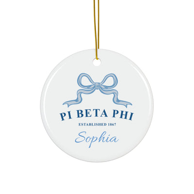 Pi Beta Phi Customizable Trendy Ribbon Ornament Gift | Pi Phi Holiday Christmas Gift | Sorority Ornament | Your Name