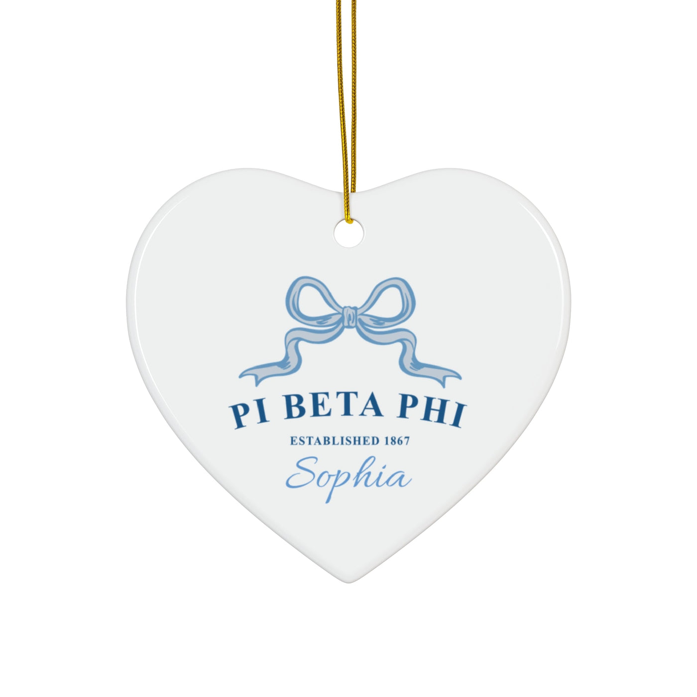 Pi Beta Phi Customizable Trendy Ribbon Ornament Gift | Pi Phi Holiday Christmas Gift | Sorority Ornament | Your Name