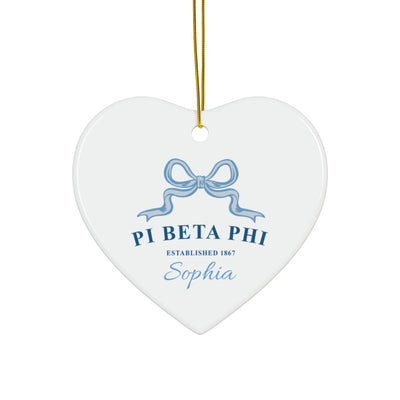 Pi Beta Phi Customizable Trendy Ribbon Ornament Gift | Pi Phi Holiday Christmas Gift | Sorority Ornament | Your Name