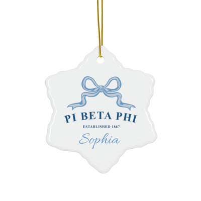 Pi Beta Phi Customizable Trendy Ribbon Ornament Gift | Pi Phi Holiday Christmas Gift | Sorority Ornament | Your Name