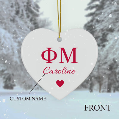 Phi Mu Customizable Trendy Red Letter Ornament Gift | Phi Mu Holiday Christmas Gift | Sorority Ornament | Your Name