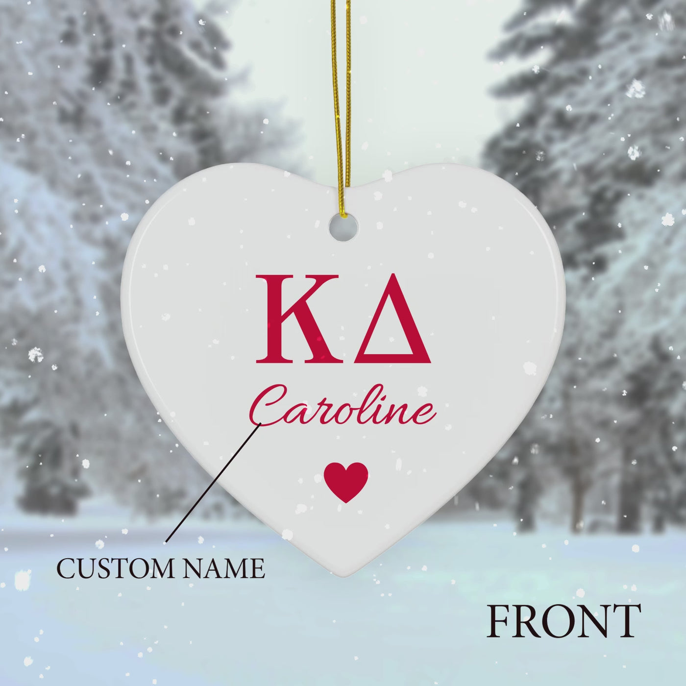 Kappa Delta Customizable Trendy Red Letter Ornament Gift | Kay Dee Holiday Christmas Gift | Sorority Ornament | Your Name