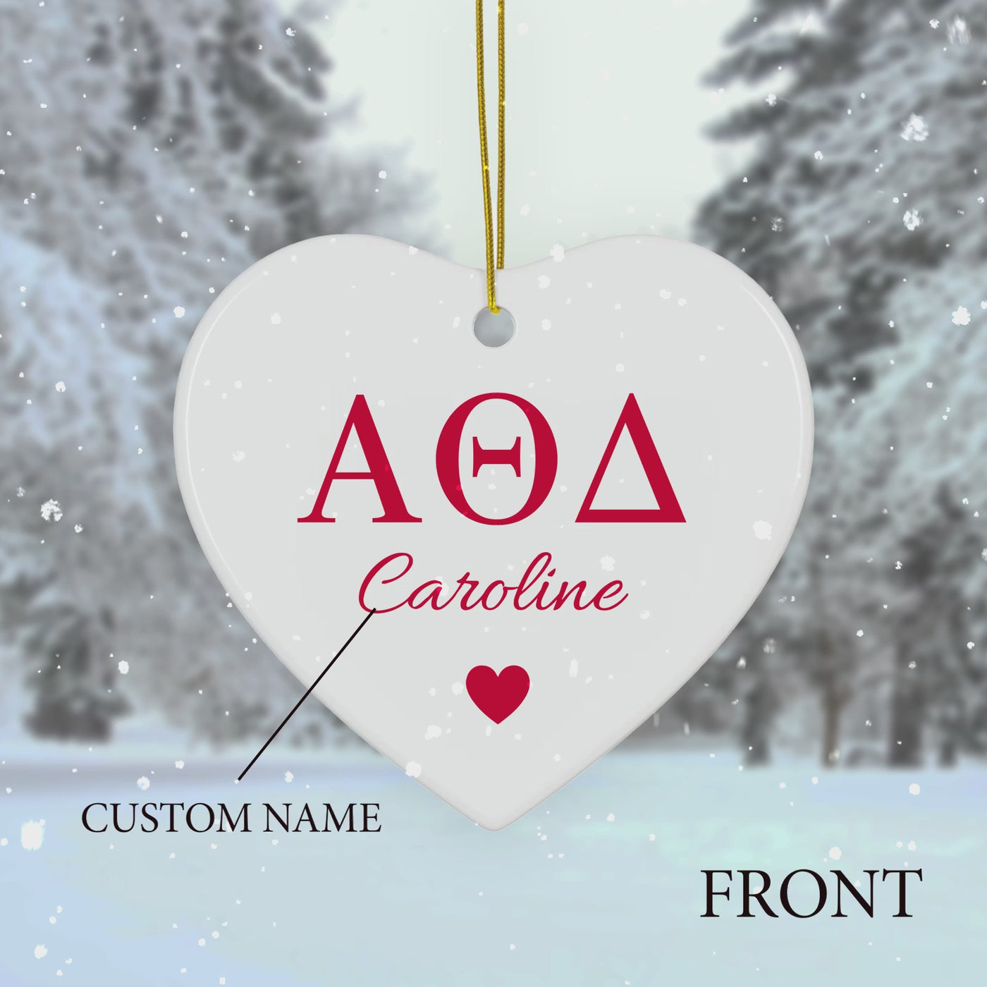 Alpha Xi Delta Customizable Trendy Red Letter Ornament Gift | Alpha Xi Holiday Christmas Gift | Sorority Ornament | Your Name