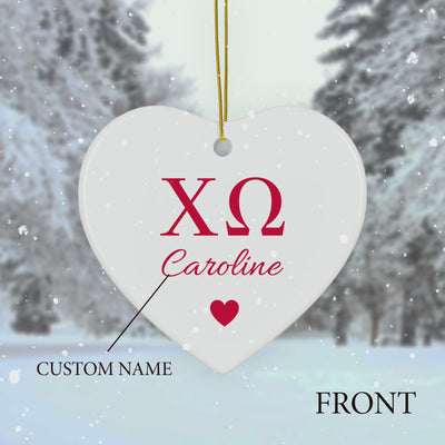 Chi Omega Customizable Trendy Red Letter Ornament Gift | Chi O Holiday Christmas Gift | Sorority Ornament | Your Name