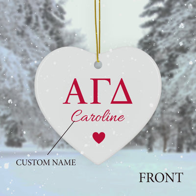 Alpha Gamma Delta Customizable Trendy Red Letter Ornament Gift | Alpha Gam Holiday Christmas Gift | Sorority Ornament | Your Name