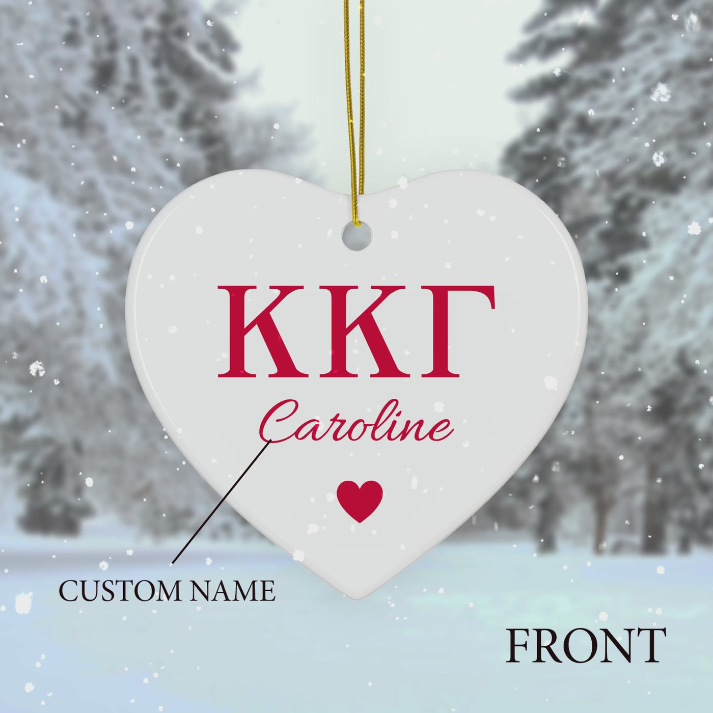 Kappa Kappa Gamma Customizable Trendy Red Letter Ornament Gift | Kappa Holiday Christmas Gift | Sorority Ornament | Your Name