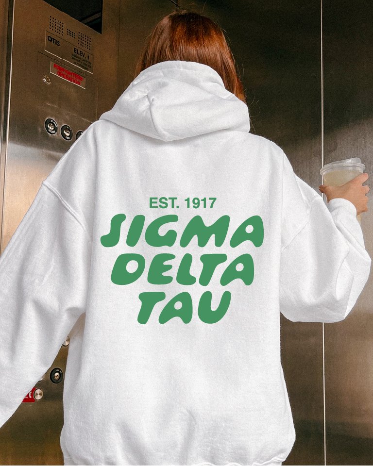 Sigma Delta Tau Bubble Font Sorority Hoodie | Sig Delt Trendy Sweatshirt | Big Little Gift | Recruitment Gift