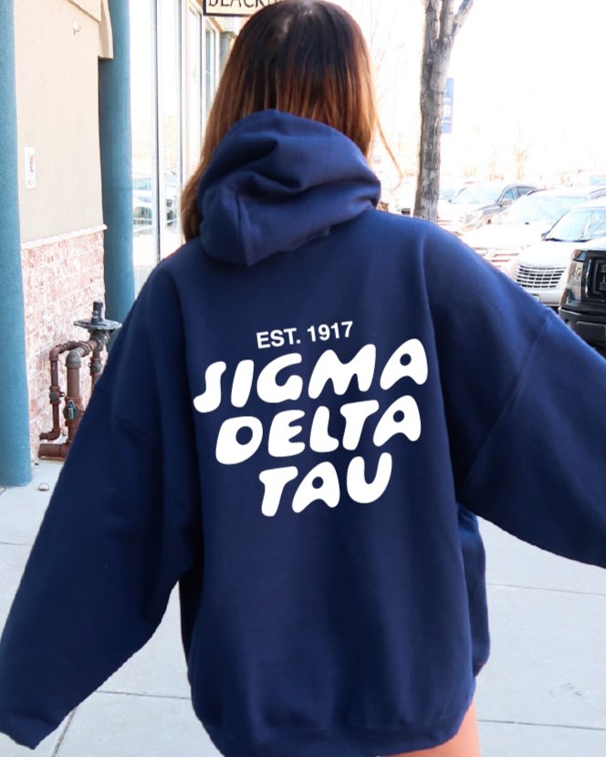 Sigma Delta Tau Bubble Font Sorority Hoodie | Sig Delt Trendy Sweatshirt | Big Little Gift | Recruitment Gift