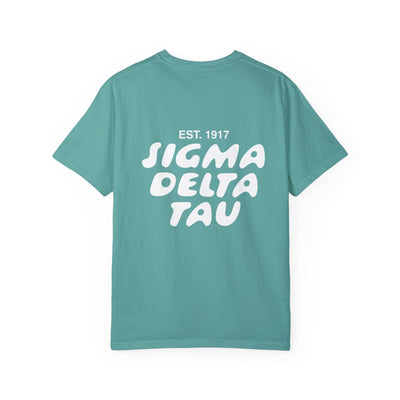 Sigma Delta Tau Bubble Letter T-Shirt | Sig Delt Trendy College Greek Custom Oversized Shirt | Big Little Sorority T Shirt Gift