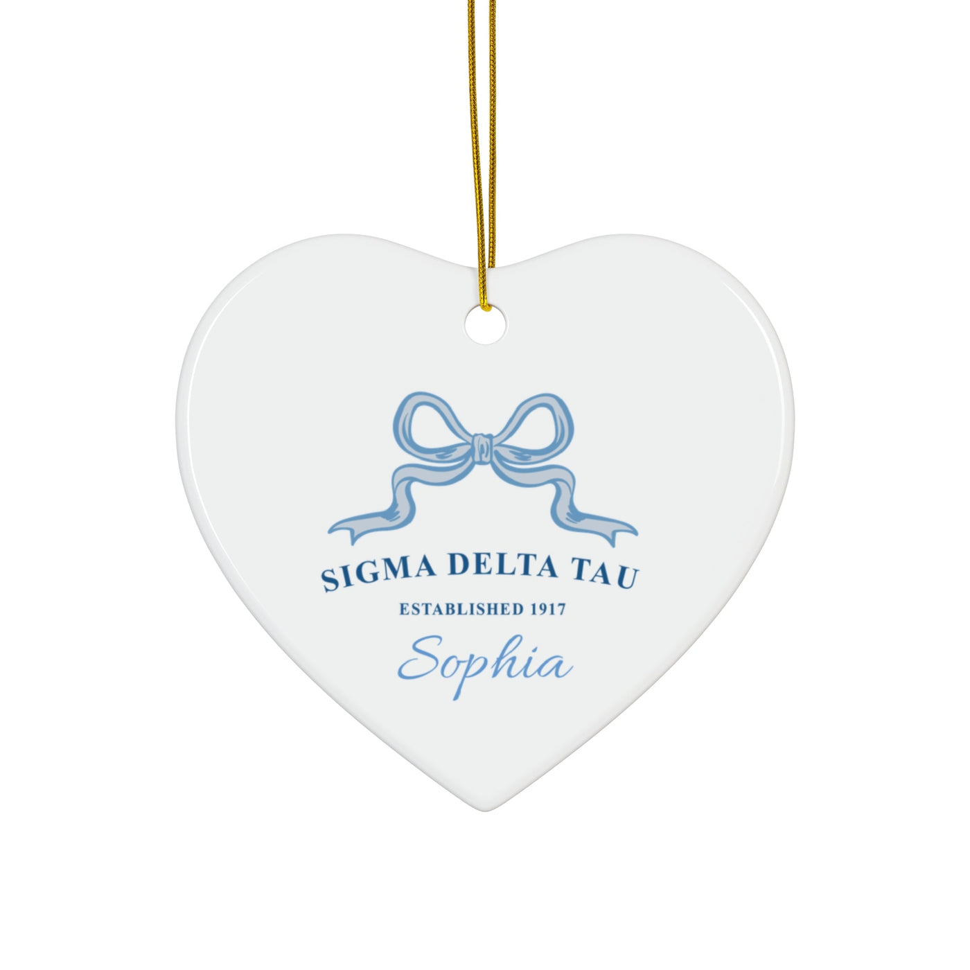 Sigma Delta Tau Customizable Trendy Ribbon Ornament Gift | Sig Delt Holiday Christmas Gift | Sorority Ornament | Your Name