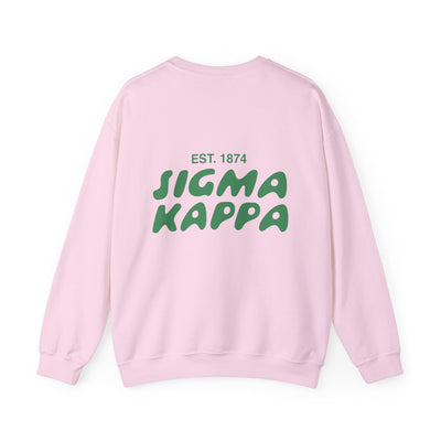 Sigma Kappa Bubble Font Sorority Crewneck Sweatshirt | Sig Kap Trendy Sweatshirt | Big Little Gift | Recruitment Gift