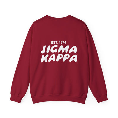 Sigma Kappa Bubble Font Sorority Crewneck Sweatshirt | Sig Kap Trendy Sweatshirt | Big Little Gift | Recruitment Gift