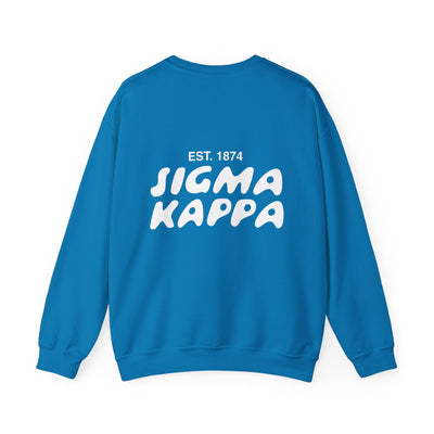 Sigma Kappa Bubble Font Sorority Crewneck Sweatshirt | Sig Kap Trendy Sweatshirt | Big Little Gift | Recruitment Gift