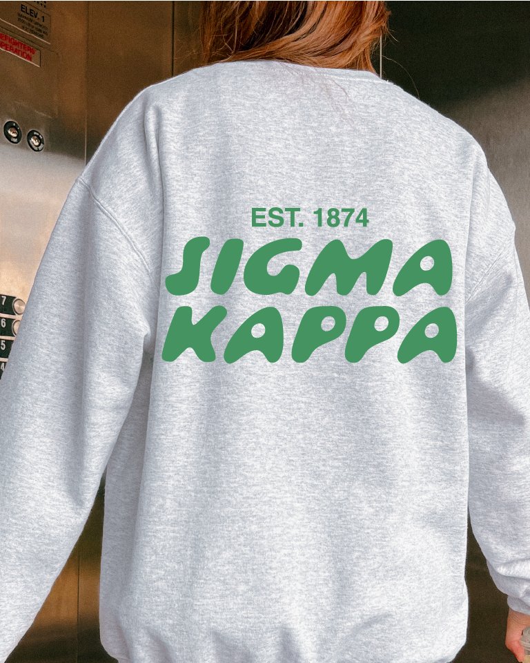 Sigma Kappa Bubble Font Sorority Crewneck Sweatshirt | Sig Kap Trendy Sweatshirt | Big Little Gift | Recruitment Gift