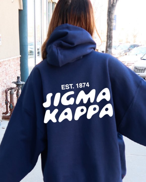 Sigma Kappa Bubble Font Sorority Hoodie | Sig Kap Trendy Sweatshirt | Big Little Gift | Recruitment Gift