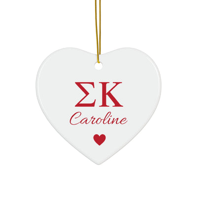 Sigma Kappa Customizable Trendy Red Letter Ornament Gift | Sig Kap Holiday Christmas Gift | Sorority Ornament | Your Name