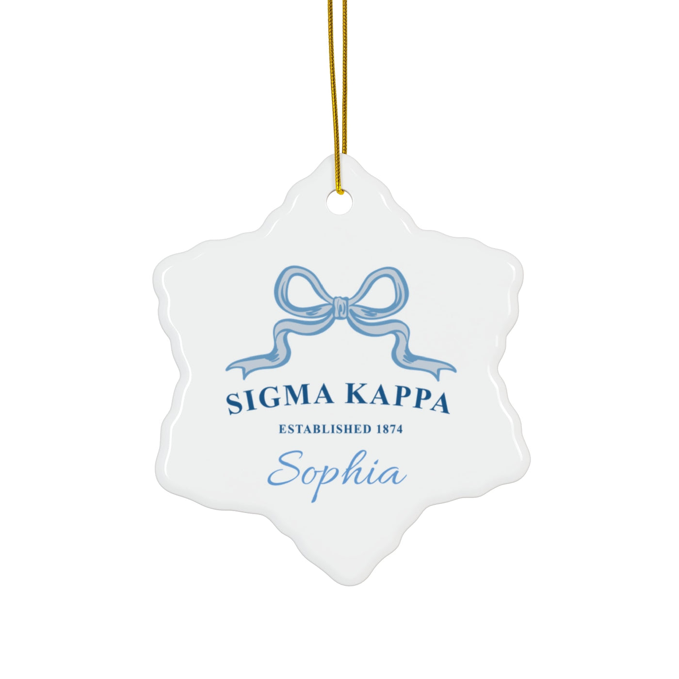 Sigma Kappa Customizable Trendy Ribbon Ornament Gift | Sig Kap Holiday Christmas Gift | Sorority Ornament | Your Name