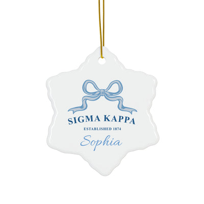 Sigma Kappa Customizable Trendy Ribbon Ornament Gift | Sig Kap Holiday Christmas Gift | Sorority Ornament | Your Name