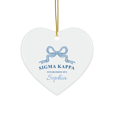 Sigma Kappa Customizable Trendy Ribbon Ornament Gift | Sig Kap Holiday Christmas Gift | Sorority Ornament | Your Name