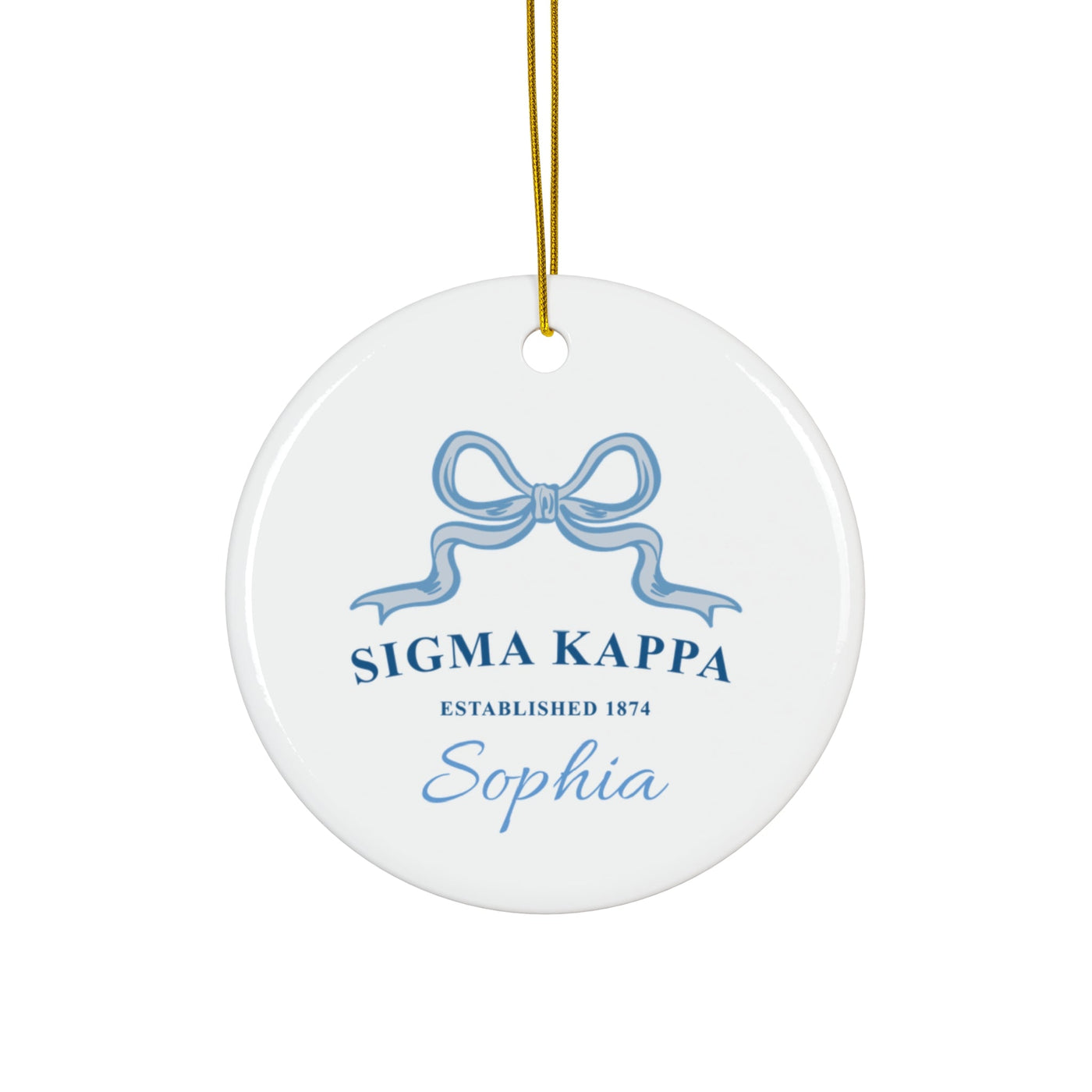 Sigma Kappa Customizable Trendy Ribbon Ornament Gift | Sig Kap Holiday Christmas Gift | Sorority Ornament | Your Name