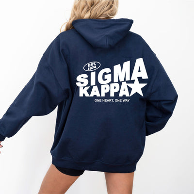 Sigma Kappa Trendy Star Sorority Hoodie | Sig Kap Cute Sweatshirt | Big Little Gift | Recruitment Gift