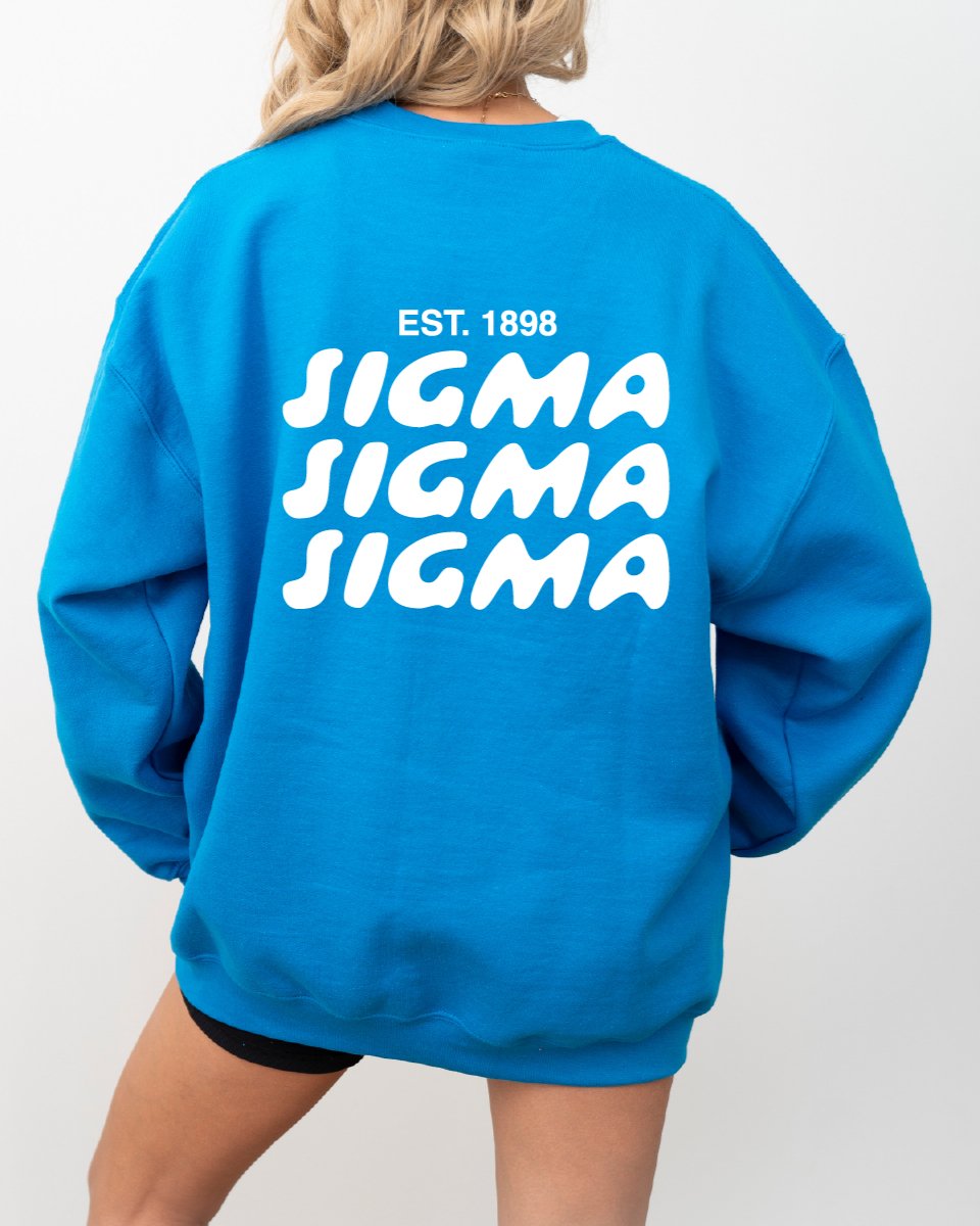 Sigma Sigma Sigma Bubble Font Sorority Crewneck Sweatshirt | Tri Sigma Trendy Sweatshirt | Big Little Gift | Recruitment Gift