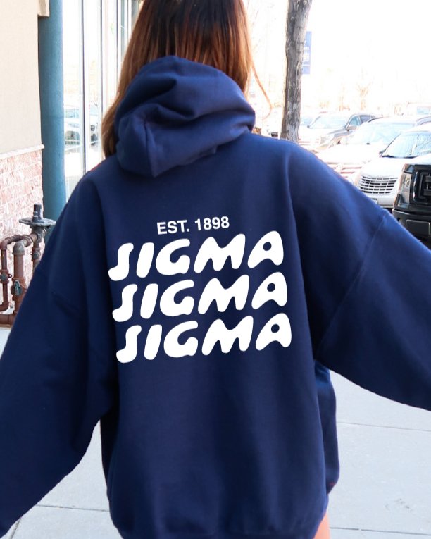 Sigma Sigma Sigma Bubble Font Sorority Hoodie | Tri Sigma Trendy Sweatshirt | Big Little Gift | Recruitment Gift