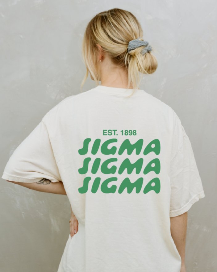 Sigma Sigma Sigma Bubble Letter T-Shirt | Tri Sigma Trendy College Greek Custom Oversized Shirt | Big Little Sorority T Shirt Gift