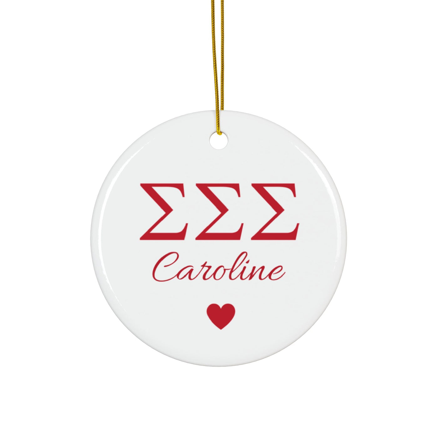 Sigma Sigma Sigma Customizable Trendy Red Letter Ornament Gift | Tri Sigma Holiday Christmas Gift | Sorority Ornament | Your Name