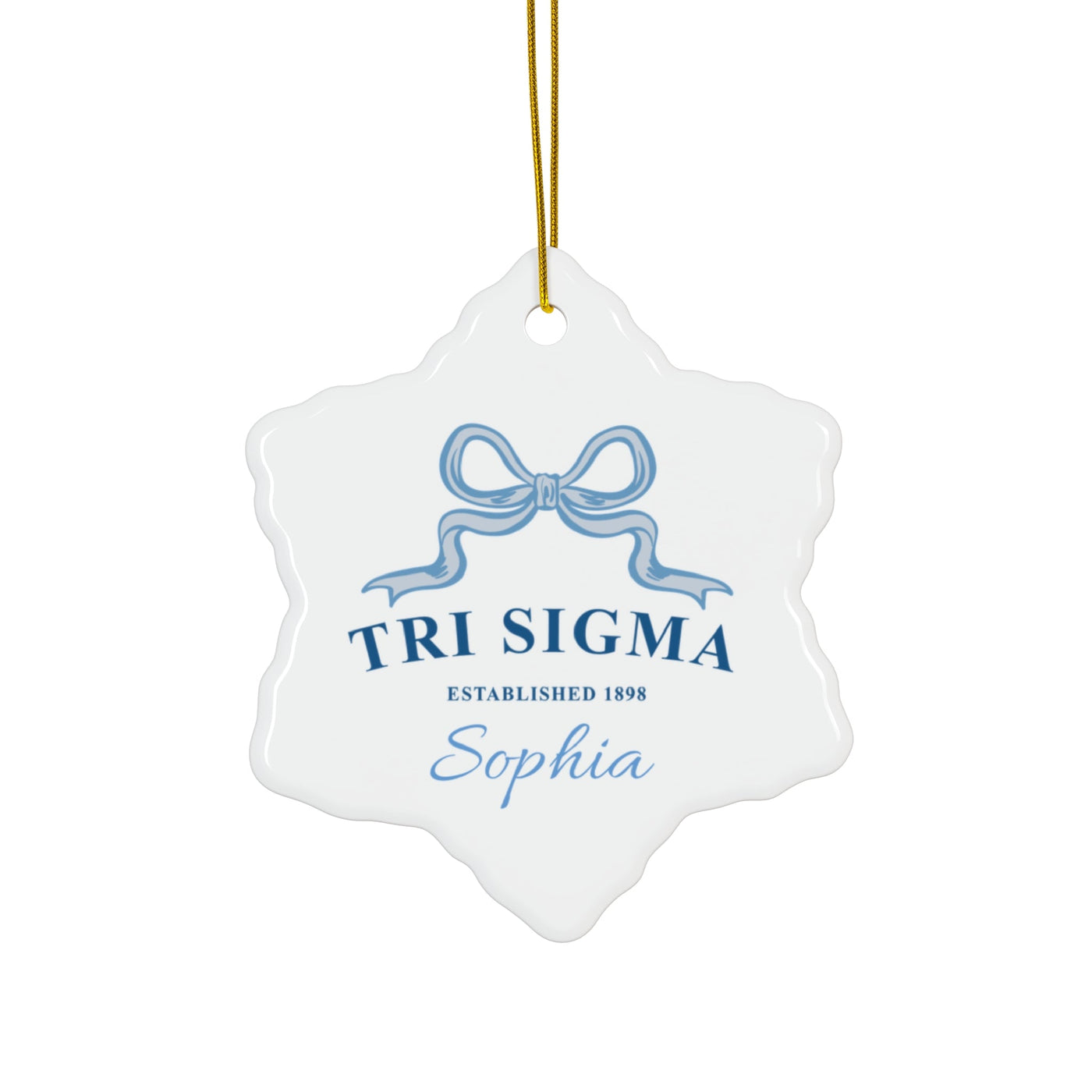 Sigma Sigma Sigma Customizable Trendy Ribbon Ornament Gift | Tri Sigma Holiday Christmas Gift | Sorority Ornament | Your Name