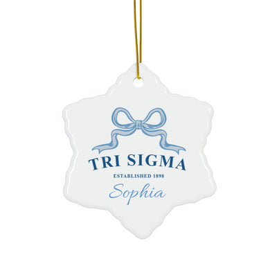 Sigma Sigma Sigma Customizable Trendy Ribbon Ornament Gift | Tri Sigma Holiday Christmas Gift | Sorority Ornament | Your Name