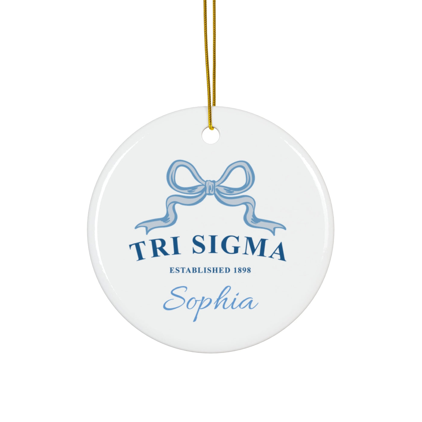 Sigma Sigma Sigma Customizable Trendy Ribbon Ornament Gift | Tri Sigma Holiday Christmas Gift | Sorority Ornament | Your Name